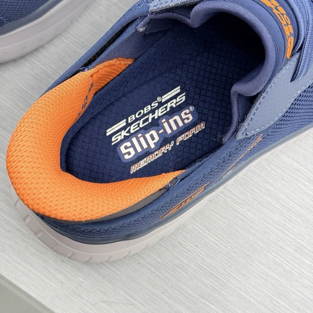 Skechers Slip Ins Men's 10 Sneakers Navy Blue Bobs Breathable Comfort 118311